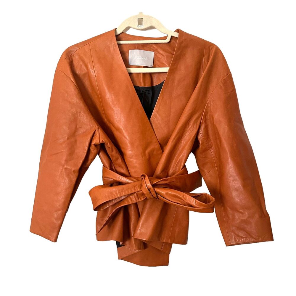 JASON WU‎ Belted Leather Jacket NWOT Sz 4
